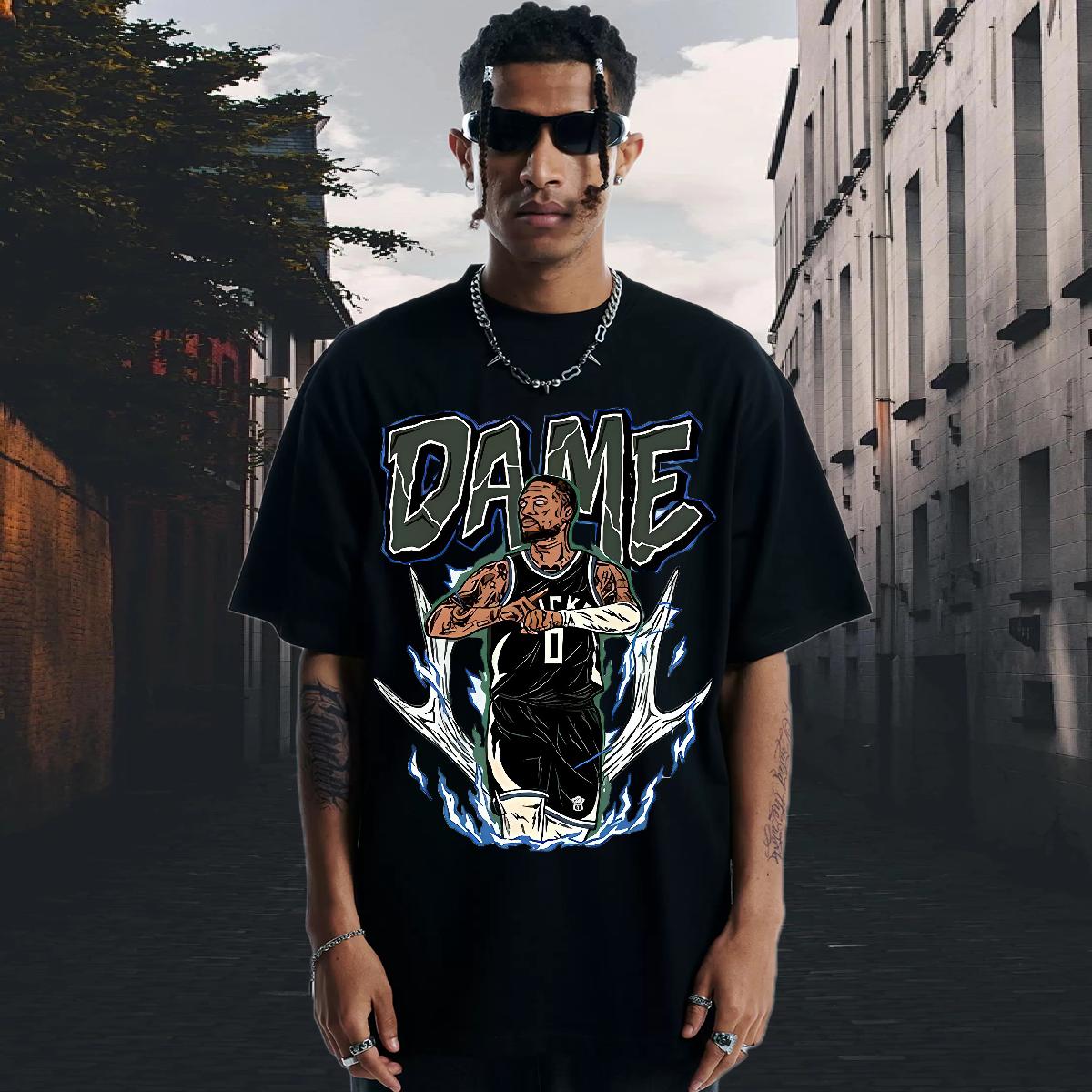 DIY T-Shirts for Men Cartoon Print Tshirts Daily Wear Crew Neck Cotton Breathable Loose Tshirts