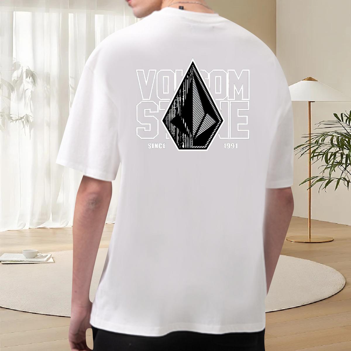 5A T Shirt For Man Crew Neck Cotton Breathable Casual Beach Men Tees Customized Print 2024 Summer Tops Shirt