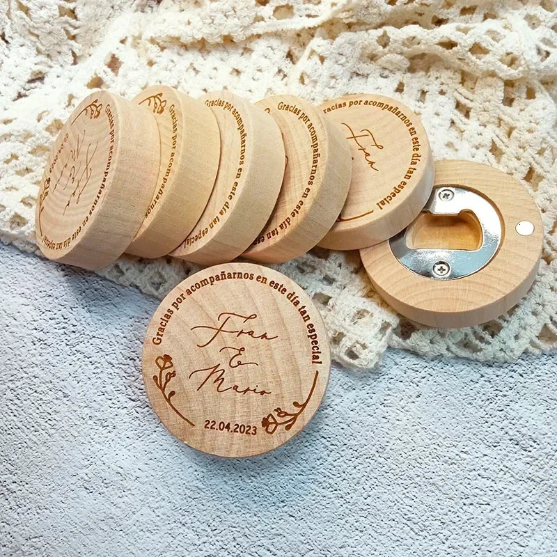 Personalized Wedding Favor Custom Engraved Wood Bottle Openers Custom Beer Opener Wedding Souvenirs for Guests Party Supplies 240530