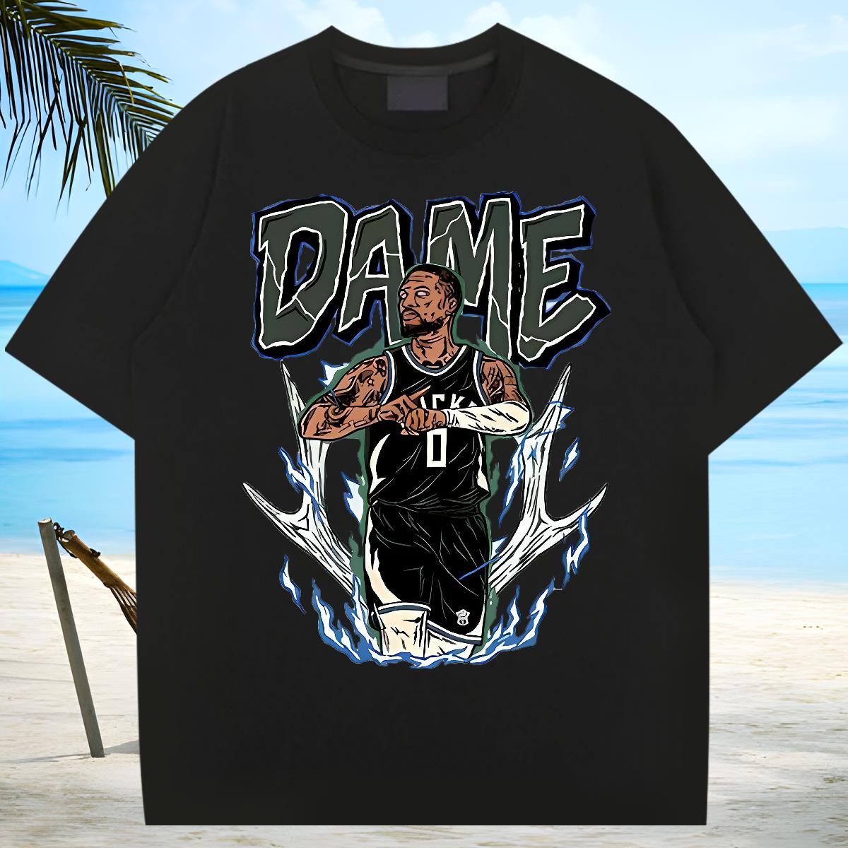 Wholesale Men T Shirts Custom Cartoon Men Clothes T-Shirt High Street Hip Hop Breathable Crew Neck Cotton Comfortable Top Tees