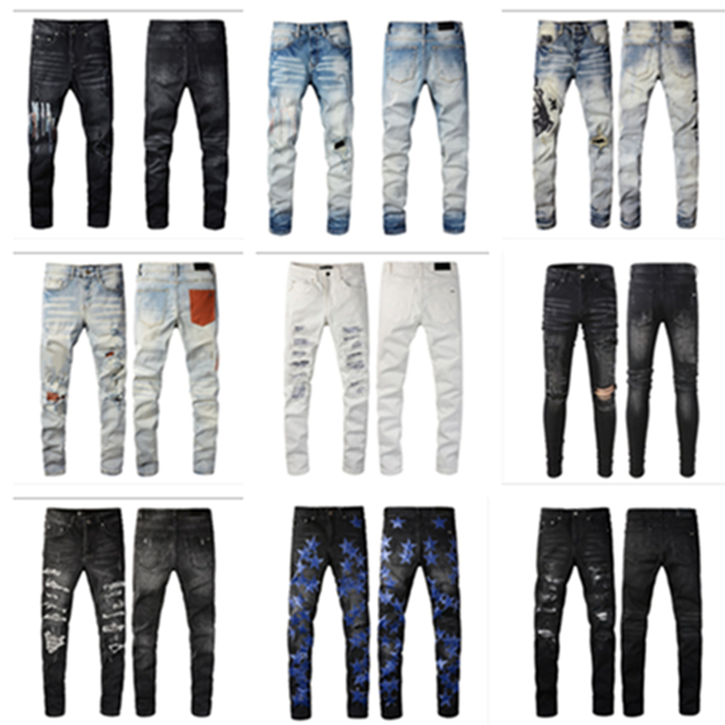 New Men's Jeans Fashion Mens Designer Jeans Ripped Denim Pants Luxury Hip Hop Distressed Zipper trousers For Male 2024 Top