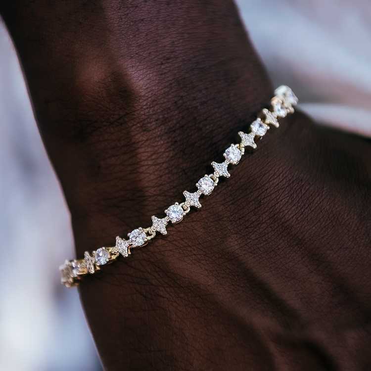 Birthday Valentine Jewelry 6mm White Gold Sterg Sier VVS Moissanite Dia Iced Out Star Tennis Bracelet For Women Men
