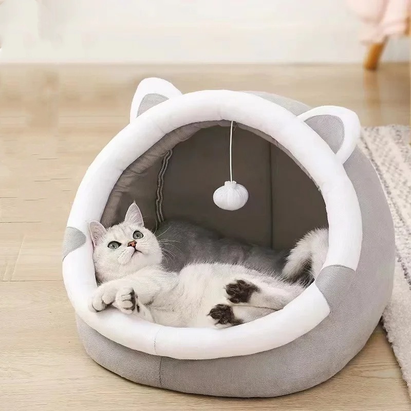 2025 new Bed Kennel Nest Round Pets Sleeping Cave Beds Pet Basket Cozy Kitten Lounger Cushion Cat Tent Dog House