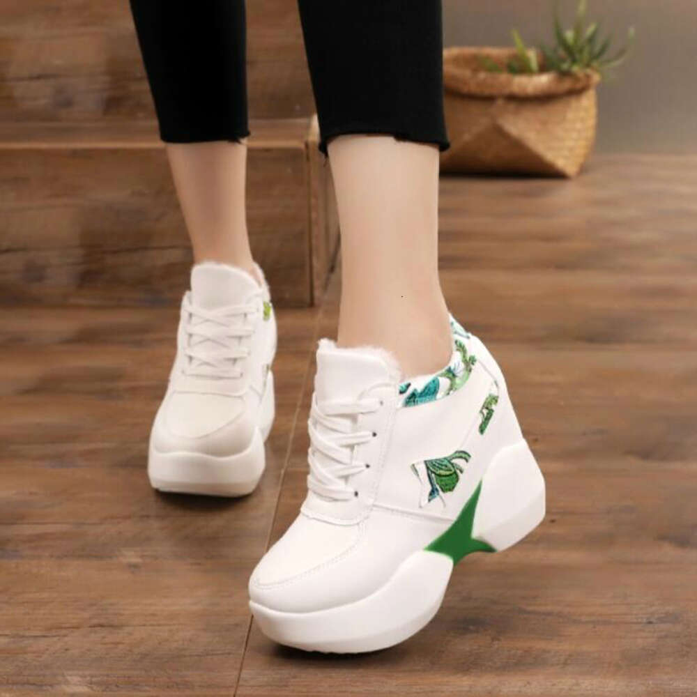 Heel Women Inner Heightening Sports Fashion Flower Wedge Female Sport Shoes Student Sneakers Autumn winter W504