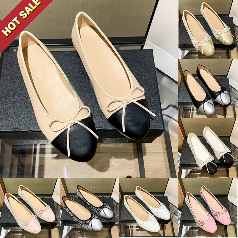 Women Dress Shoes ballerinas flats designers womens loafers Stitching Falts Lambskin fabric Ballet Flat designer Sandal Slides leather bow luxury slide loafer