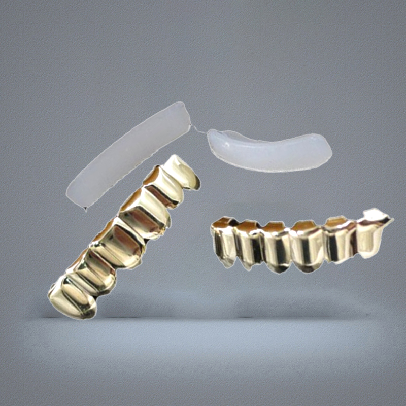 Hip Hop 18K Gold Plated Vampire Fangs Top and Bottom Grillz Your Teeth for Men Women Halloween Clown Party Gifts