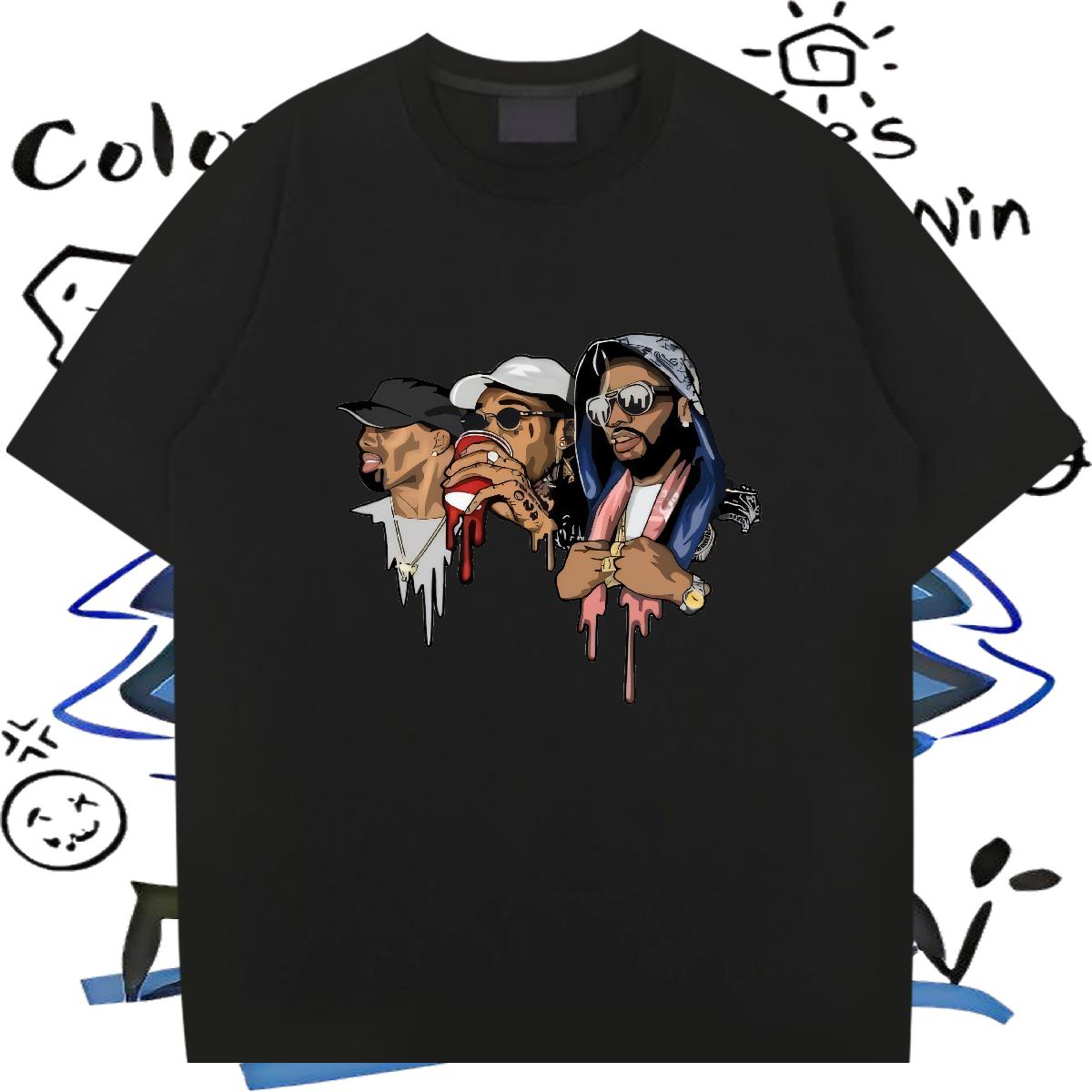 5A Mens T Shirts Daily Wear Cotton Breathable Soft Men Clothes T-Shirt Brand Cartoon Print Tees