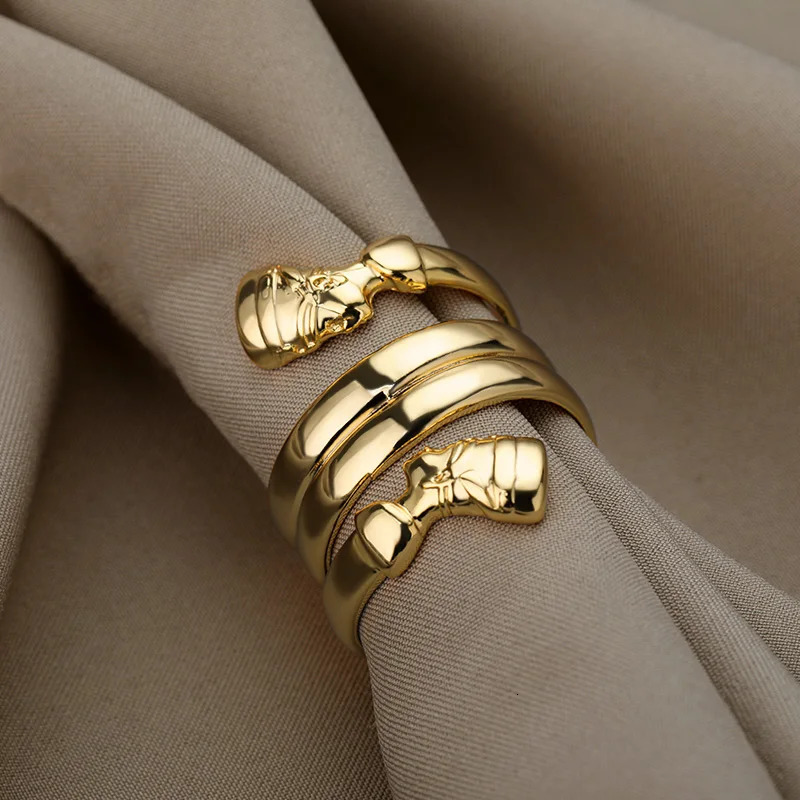 Vintage Egyptian Queen Nefertiti Rings For Women Stainless Steel Wedding Ring Fashion African Egyptian Jewelry Gift 240510