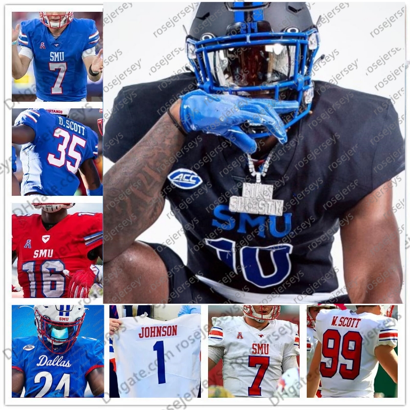 Hot Custom SMU Mustangs 2024 Football Jersey Preston Stone Jaylan Knighton RJ Maryland LJ Johnson Jake Bailey Moochie Dixon Romello Brinson Men Women 
