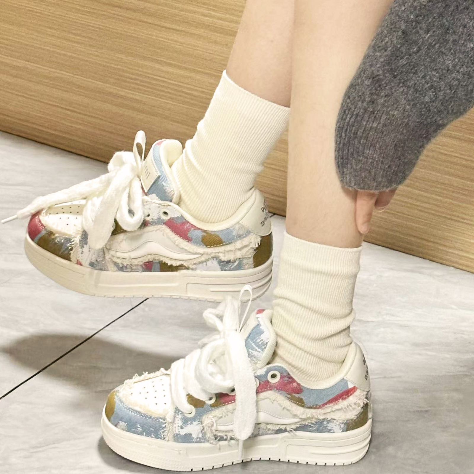 China-Chic lovers Original cowboy graffiti fashion thick soled board street bread men's and women's shoes Lhshoe wo