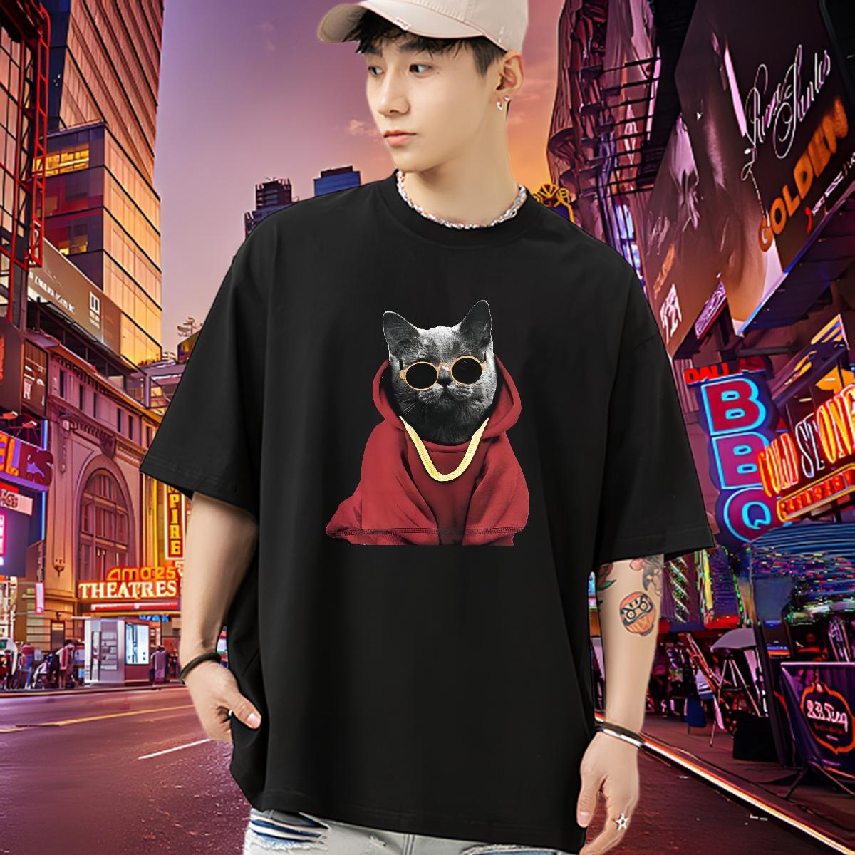 Loose Fit Men T Shirts Daily Outfit Round Neck Short Sleeve Men Tees Fashion New Anime Print Tees Shirts