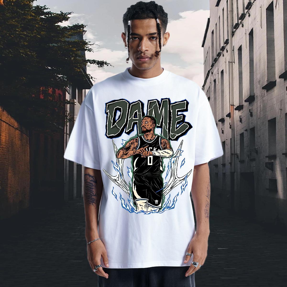 DIY T-Shirts for Men Cartoon Print Tshirts Daily Wear Crew Neck Cotton Breathable Loose Tshirts