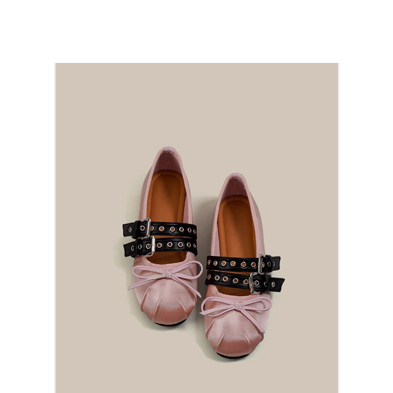 height internal increase women's 4CM spring and summer light cut color blocking one e with bow ballet dance shoes free of shipping Lhshoe ballt d