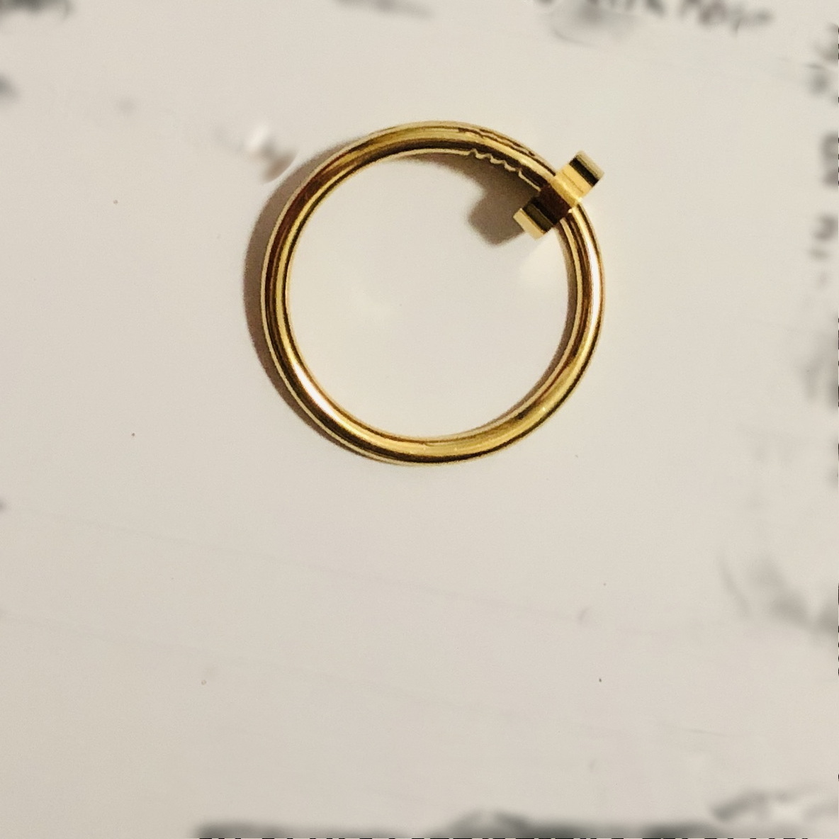 Thin nail ring gold plated 18K top quality with counter box US size 6-7-8 designer rings for women 003