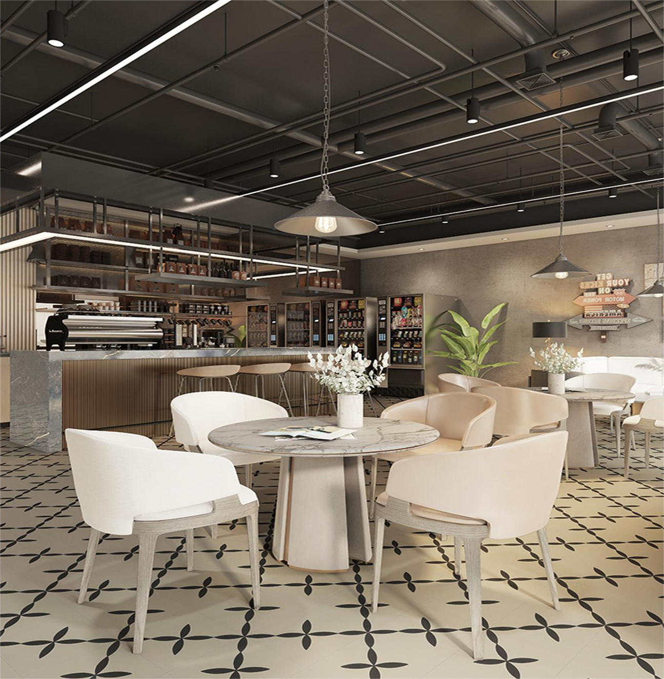 Handmade cement tiles do not require firing black and white pattern splicing