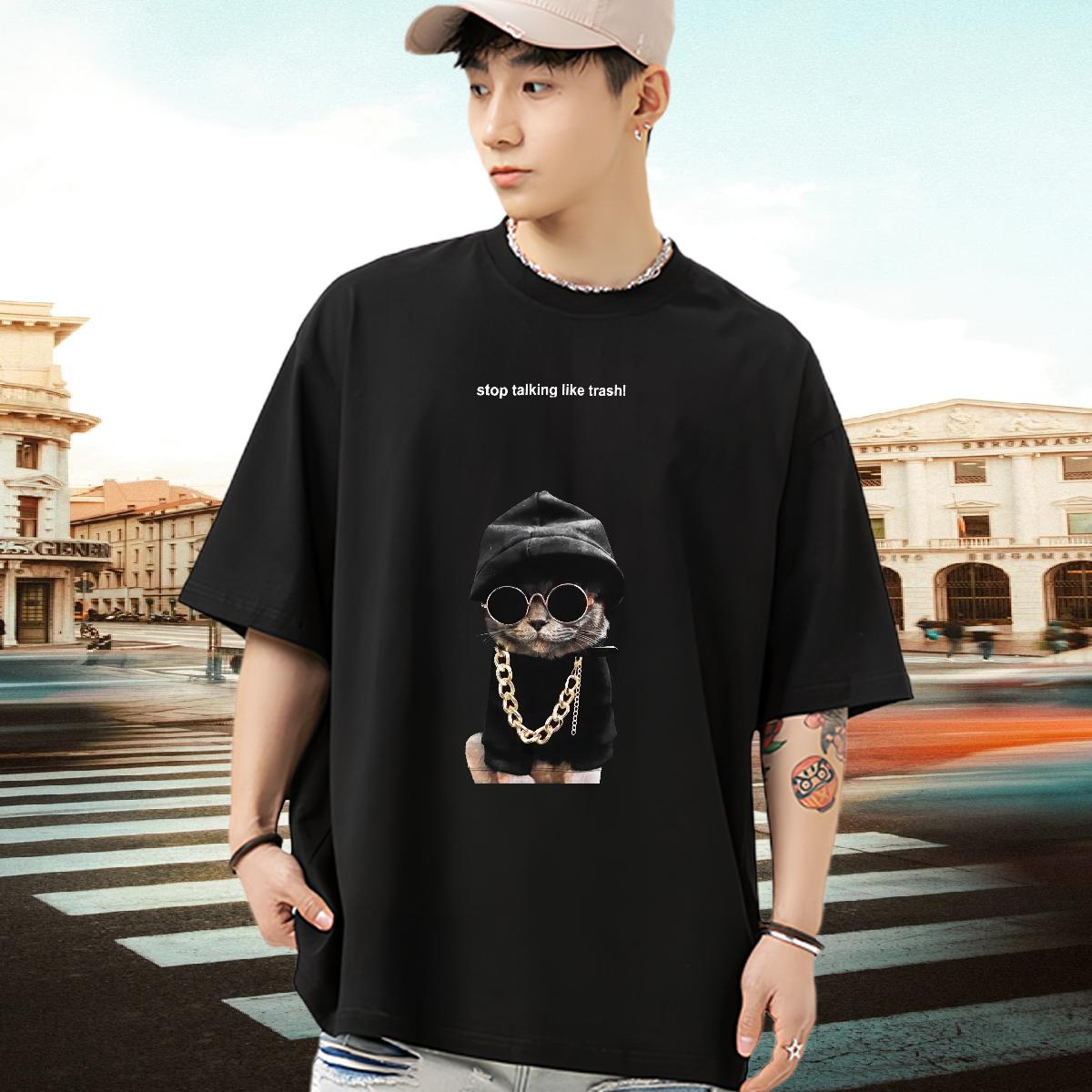 Loose Men T Shirts Daily Wear 180g Cotton Mens Tshirts New White Plus Size Clothes