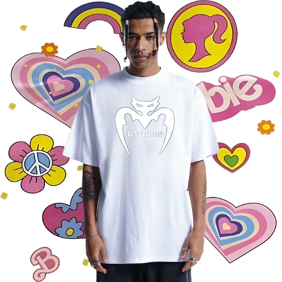 Loose Fit T Shirts Men High Street Hip Hop 180g Cotton Men Clothes T-Shirt Classic Casual DIY Logo Tops Shirt