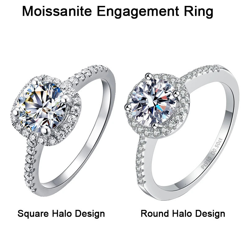 100% Rings 1CT 2CT 3CT Brilliant Diamond Halo Engagement Rings For Women Girls Promise Gift Sterling Silver Jewelry 240510