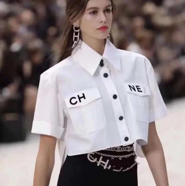 Designer Shirt Women's Fashion Solid color C letter print Short T-shirt Short sleeve shirt Casual simple short thin cardigan coat S-XL