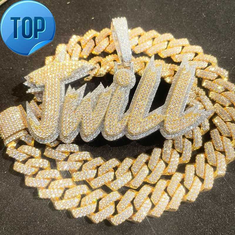 Custom Name Necklace Gold Diamond Jewelry Moissanite Vvs Diamond Chain Personalised Letter Pendant For Women