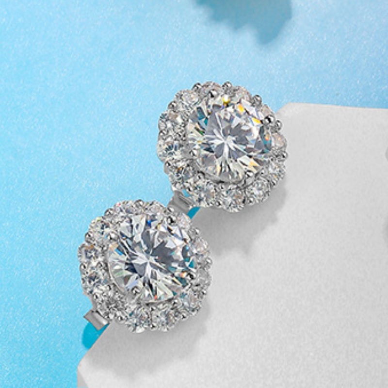 Dia Passed Test 0.5CT 1CT 2CT VVS Moissanite Sier Gold Plated Bg Studs Earrings Nice Gift for Men Women