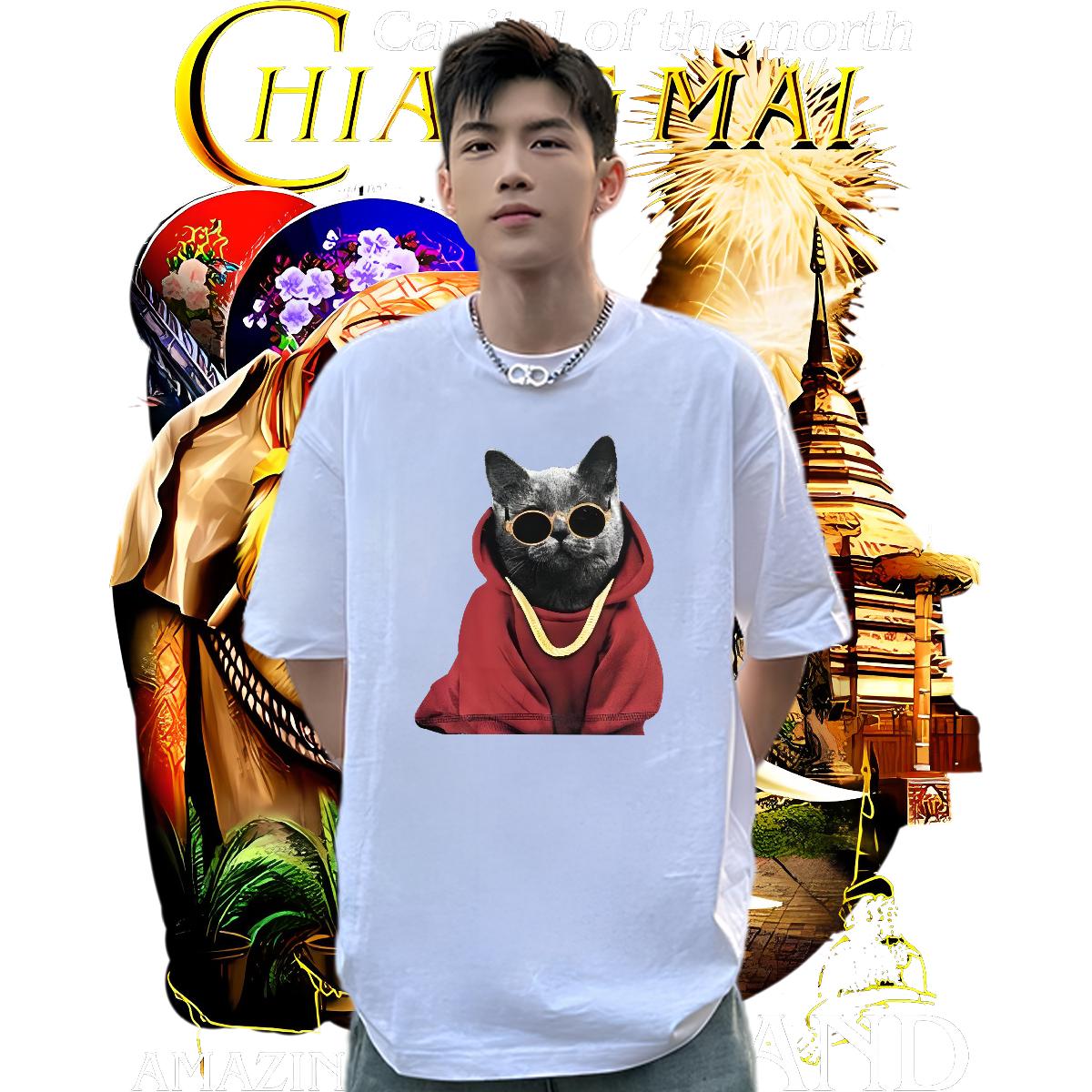 Popular T-Shirts for Men Casual Beach Crew Neck Cotton Men Tshirts 2024 New Custom Print Oversized Clothes