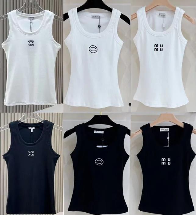 Designer Women's Vest Embroidered Top Summer Short Slim-Fit belly button Expose Elastic sports Knit Tank Women's vest knitted pullover Crop Top S-XL