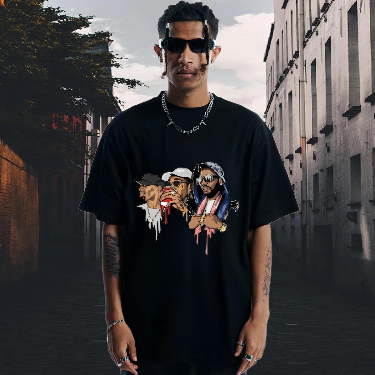 Unisex Men T Shirts Street Casual Breathable Short Sleeve Men Tees Wholesale Cartoon Printing S-3XL Tops