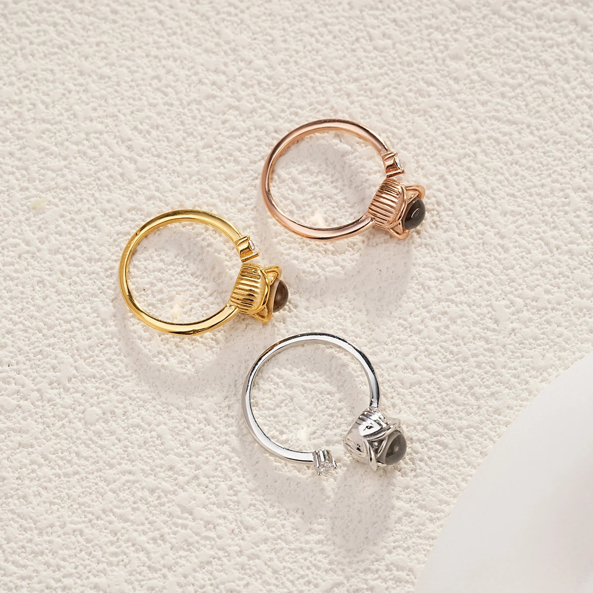 Rose Flower Projection Ring Custom Stainless Steel Projection Ring Family Memory Gift Dog Projection Ring Bridesmaid Gif 240530