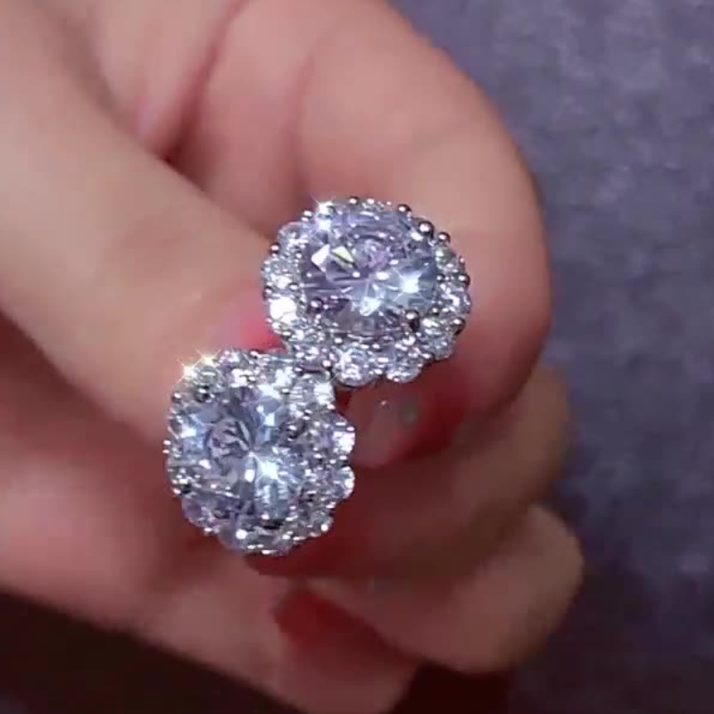 Dia Passed Test 0.5CT 1CT 2CT VVS Moissanite Sier Gold Plated Bg Studs Earrings Nice Gift for Men Women