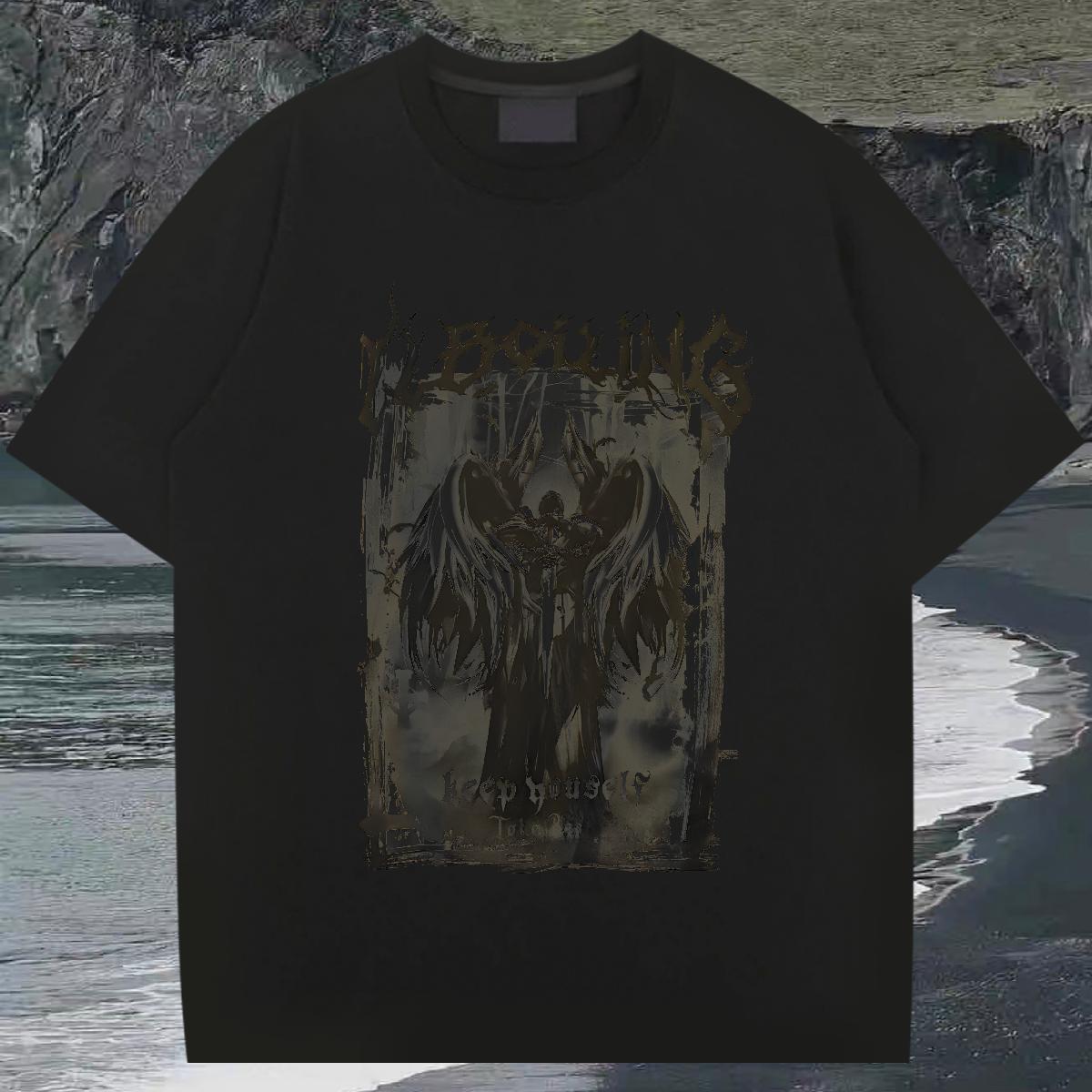 New Arrival T Shirts Men Anime Print Men Tees High Street Hip Hop Breathable Crew Neck Cotton Loose Fit Tee Shirt