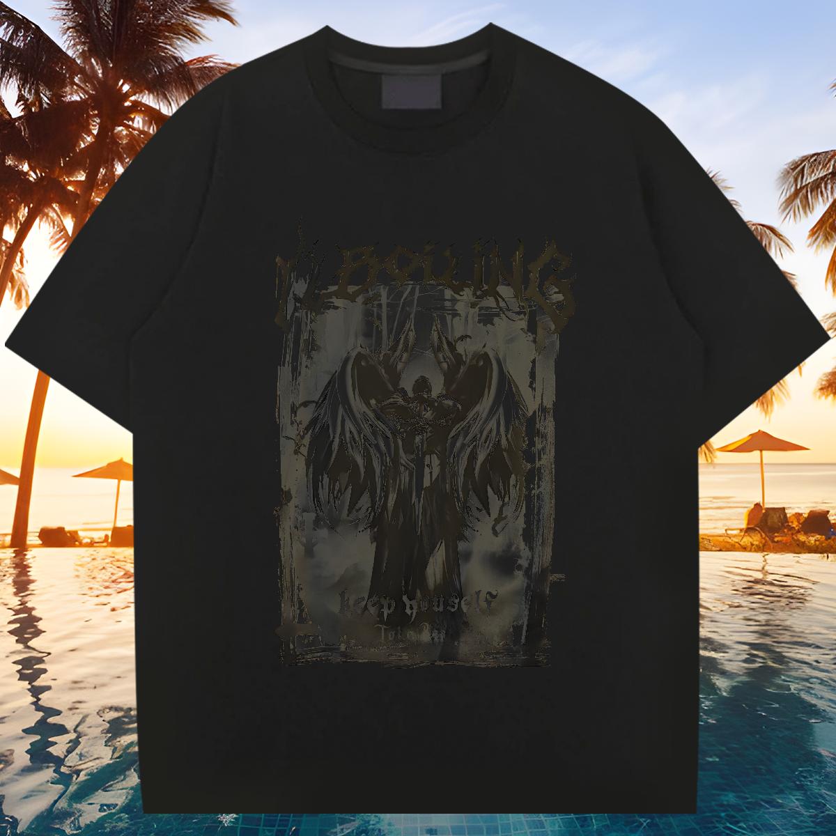 Stylist T-Shirts White Plus Size Tshirts High Street Hip Hop Breathable Short Sleeve 5A Tops