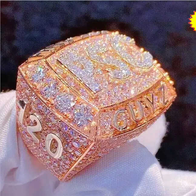 Custom Luxury Jewelry Hip Hop Vvs Moissanite Diamond Ring Bling Iced Out PSC Moissanite Championship Ring for Mens Custom