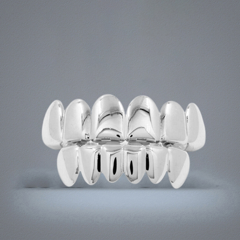 Hip Hop 18K Gold Plated Vampire Fangs Top and Bottom Grillz Your Teeth for Men Women Halloween Clown Party Gifts
