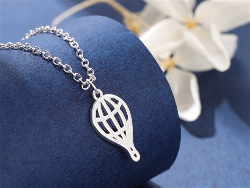 10PCS Cute Stainless Steel Hot Air Balloon Pendant Necklace Cartoon Outdoor Creative Charm Chain Choker for Women Girl