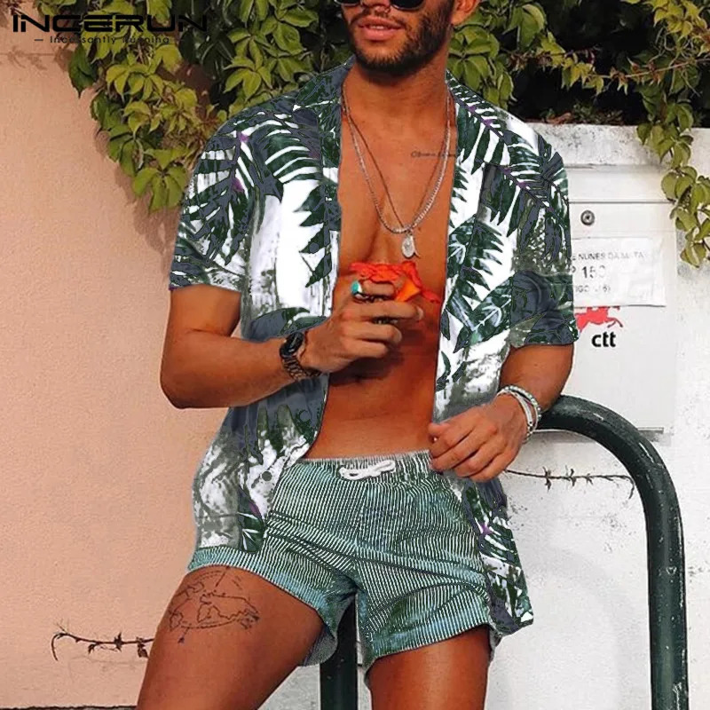 Summer Hawaiian Red Shirts Tropical Shirts Floral Men Tops Casual Shirt Short Sleeve Cotton Button Chemise Loose Vacation Beach 240529