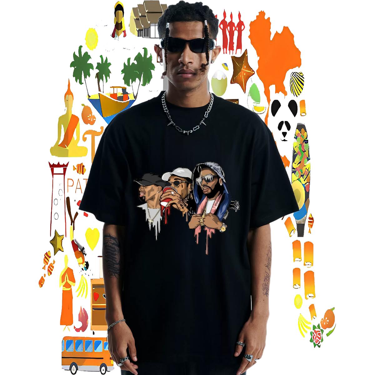 Comfortable T-Shirts for Men High Street Hip Hop Crew Neck Cotton Couples T Shirts Classic Custom Print Plus Size Tops Tees