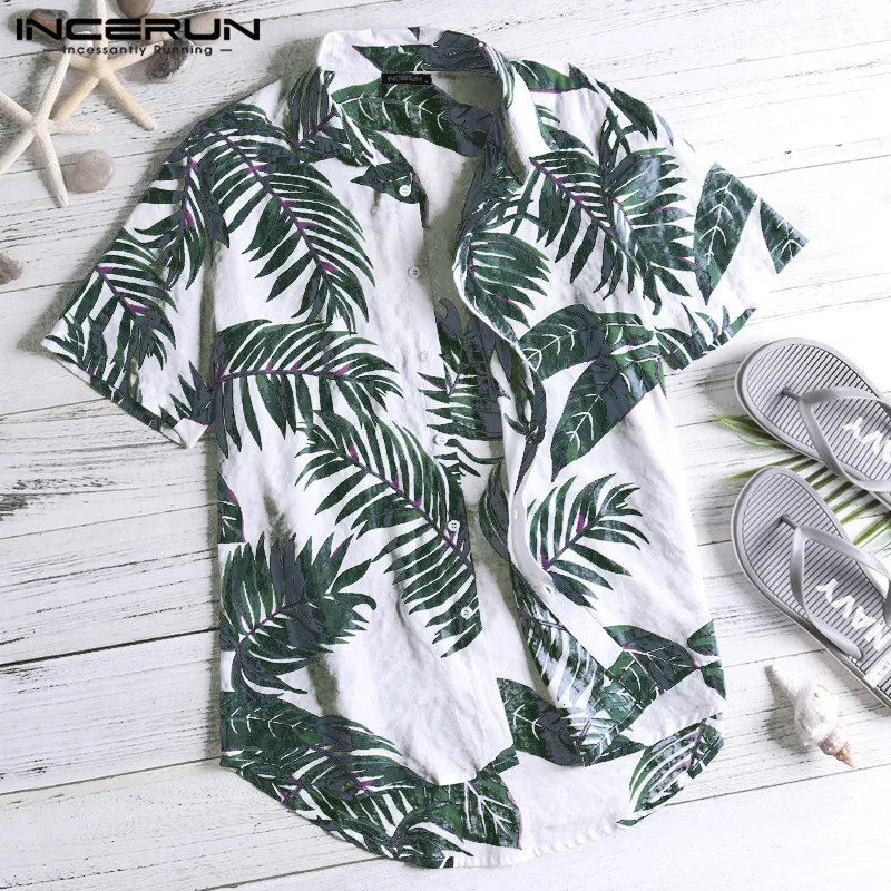 Summer Hawaiian Red Shirts Tropical Shirts Floral Men Tops Casual Shirt Short Sleeve Cotton Button Chemise Loose Vacation Beach 240529