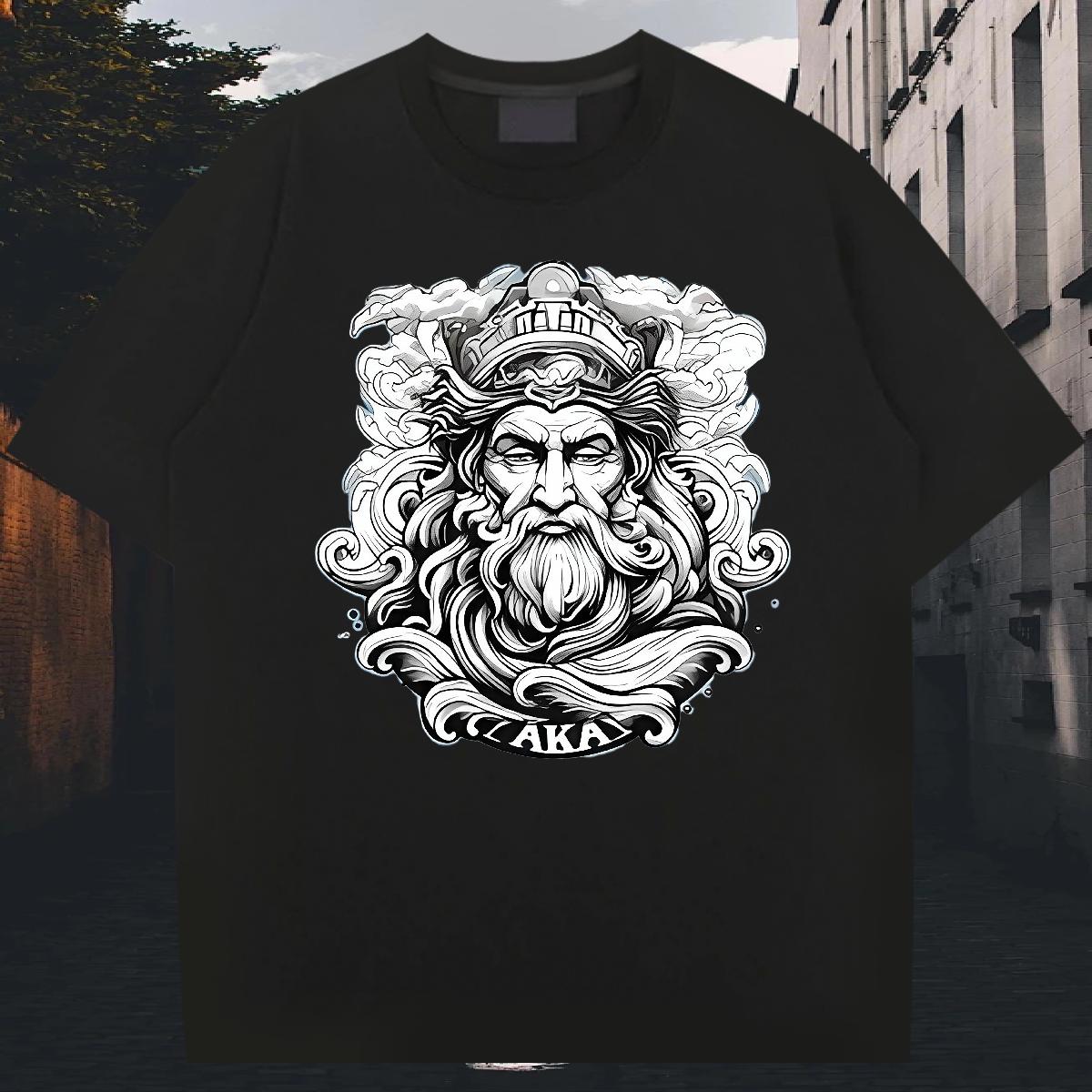 Wholesale T Shirts Men Cartoon Print Casual Beach Men Tees Crew Neck Cotton Breathable High Quality Wear