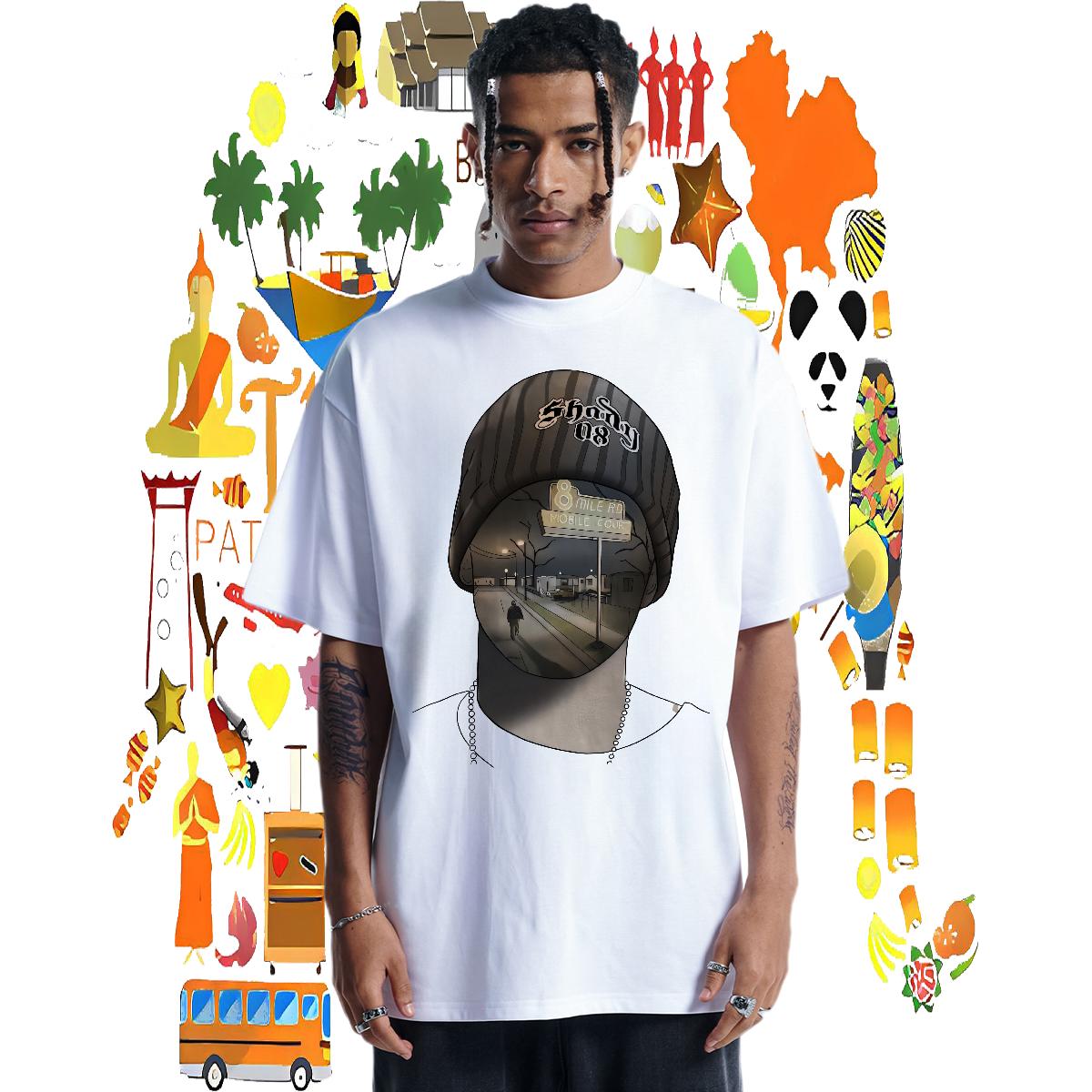 Designer T-Shirts for Men Hip Hop Crew Neck Cotton Men Tops Tees 2024 Black Oversized Wear