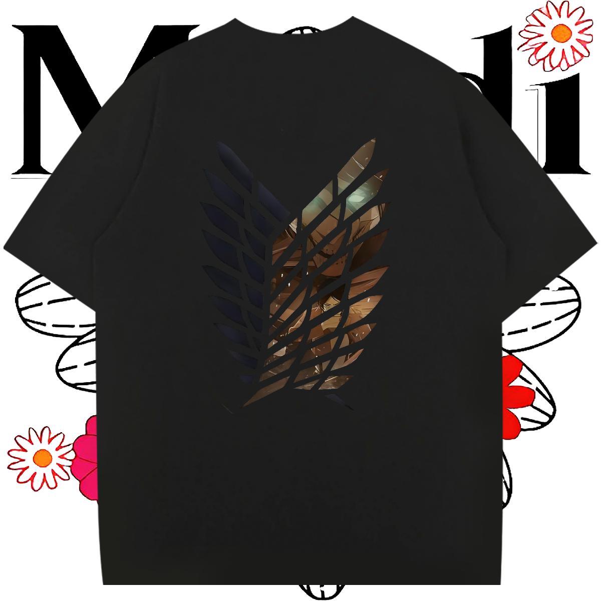 Fashion Casual T Shirt For Man Floral Print Hip Hop Street Tshirts Short Sleeve Cotton O-Neck Brand Top Tees
