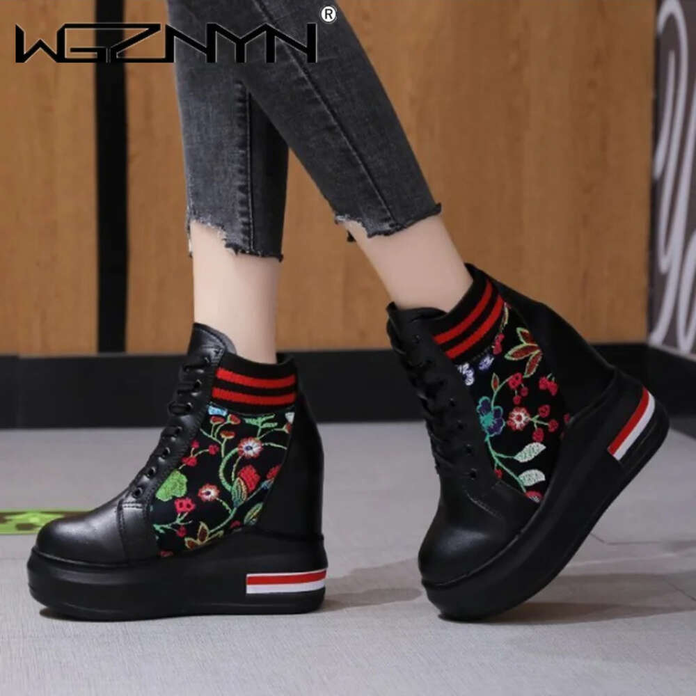 Fashion Height Increasing Woman Platform Sneakers Breathable Casual Wedge Shoes Women Basket Femme Zapatos De Mujer