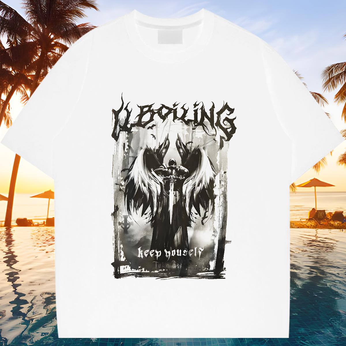 Stylist T-Shirts White Plus Size Tshirts High Street Hip Hop Breathable Short Sleeve 5A Tops