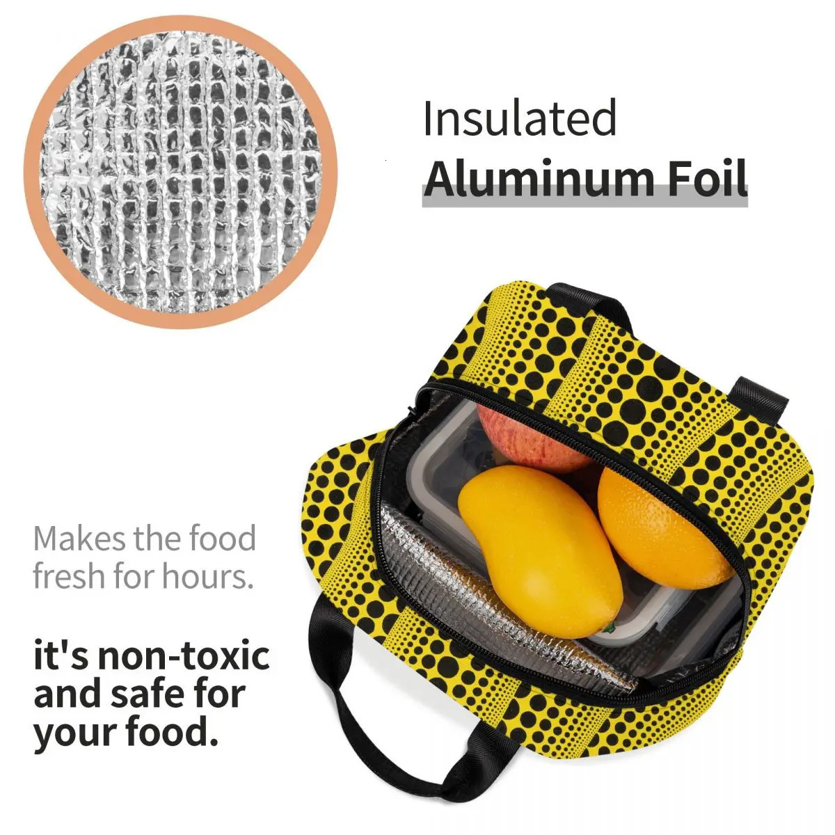 Yayoi Kusama Abstract Pumkin Insulated Lunch Bag for Women Resuable Cooler Thermal Food Lunch Box School Work Picnic Tote Bags 240601 - view 5