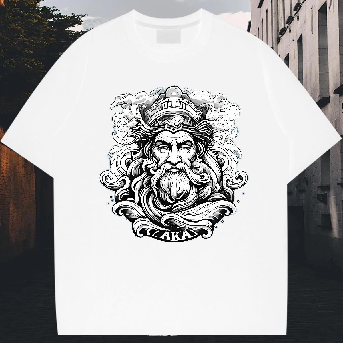 Wholesale T Shirts Men Cartoon Print Casual Beach Men Tees Crew Neck Cotton Breathable High Quality Wear