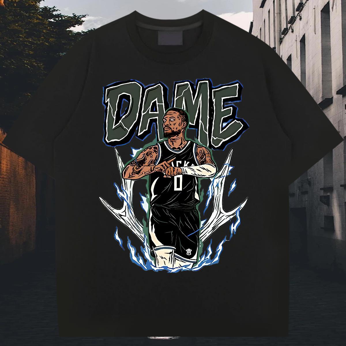 DIY T-Shirts for Men Cartoon Print Tshirts Daily Wear Crew Neck Cotton Breathable Loose Tshirts