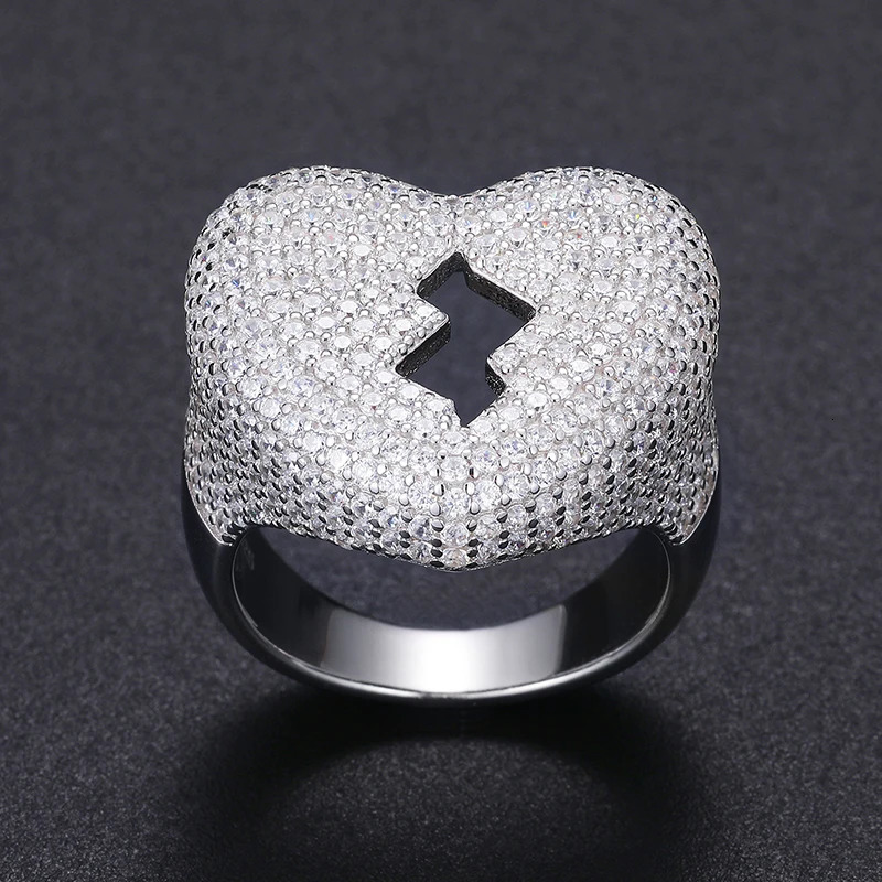 Fine Jewelry VVS1 With Certificate Cracked Heart Ring For Women Rings S925 Silver Classic Girl 240530