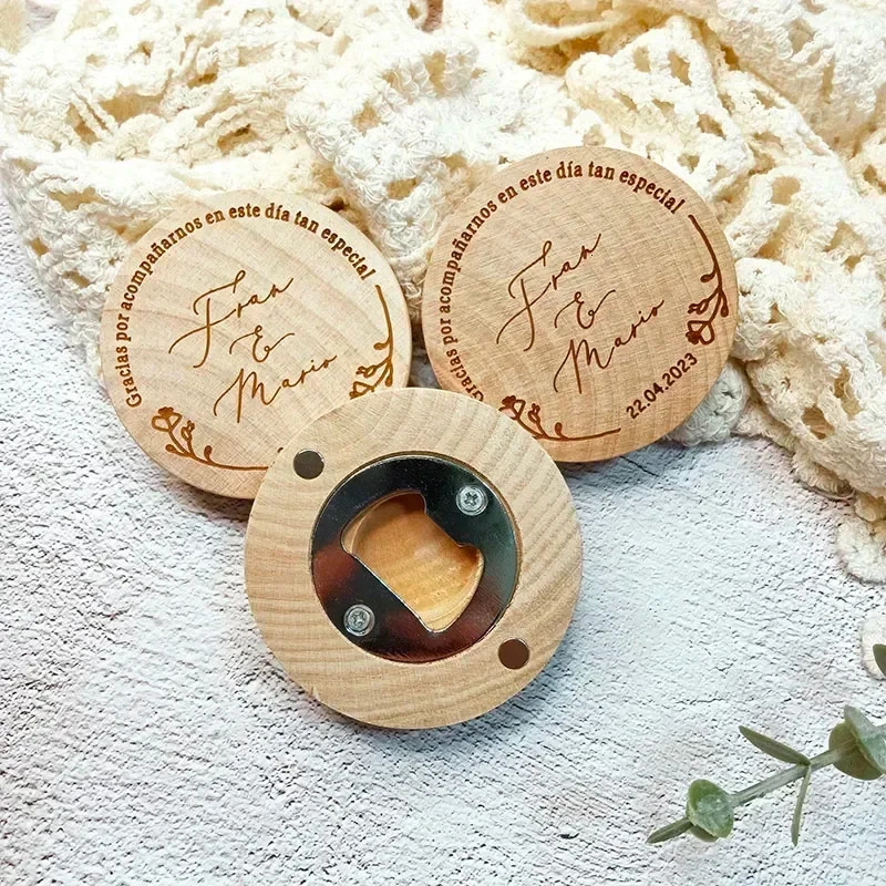 Personalized Wedding Favor Custom Engraved Wood Bottle Openers Custom Beer Opener Wedding Souvenirs for Guests Party Supplies 240530