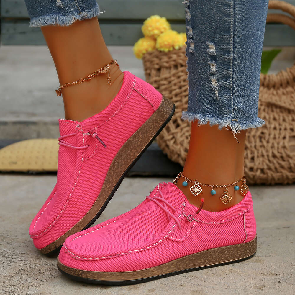 Pink Green Mesh Sneakers Woman Brand Design Light Weight Slip-on Flat Moccasins Ladies Low Top Lace-up ing Walking Shoes