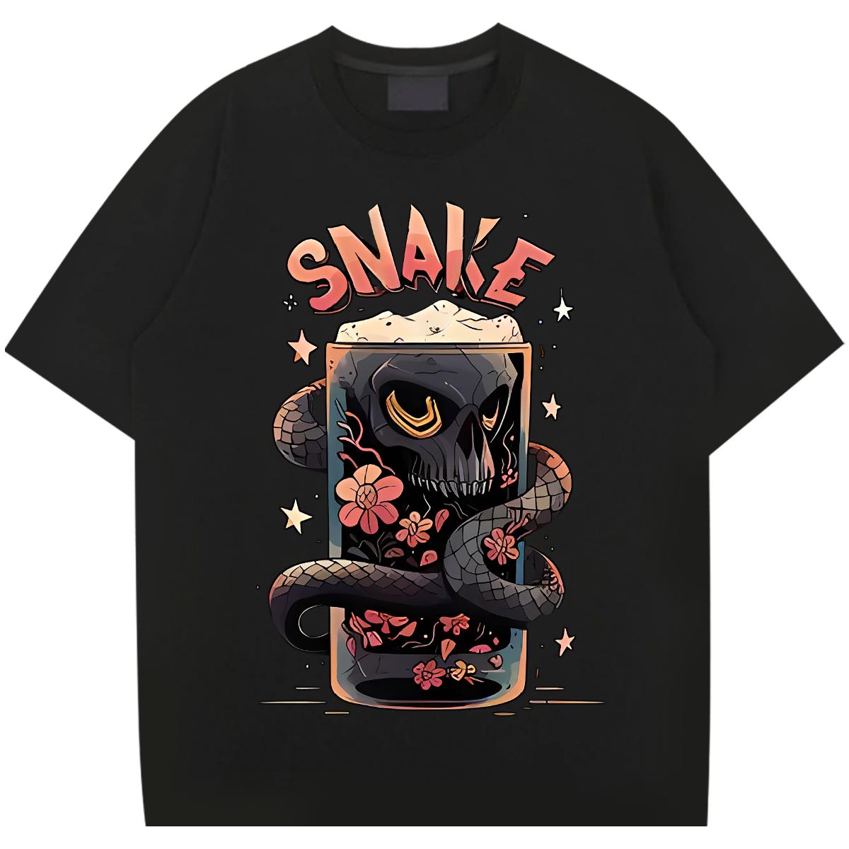 Fashion Design T Shirt For Man Breathable Crew Neck Cotton Anime Printing Street Men Tshirts Black White Cool Wear